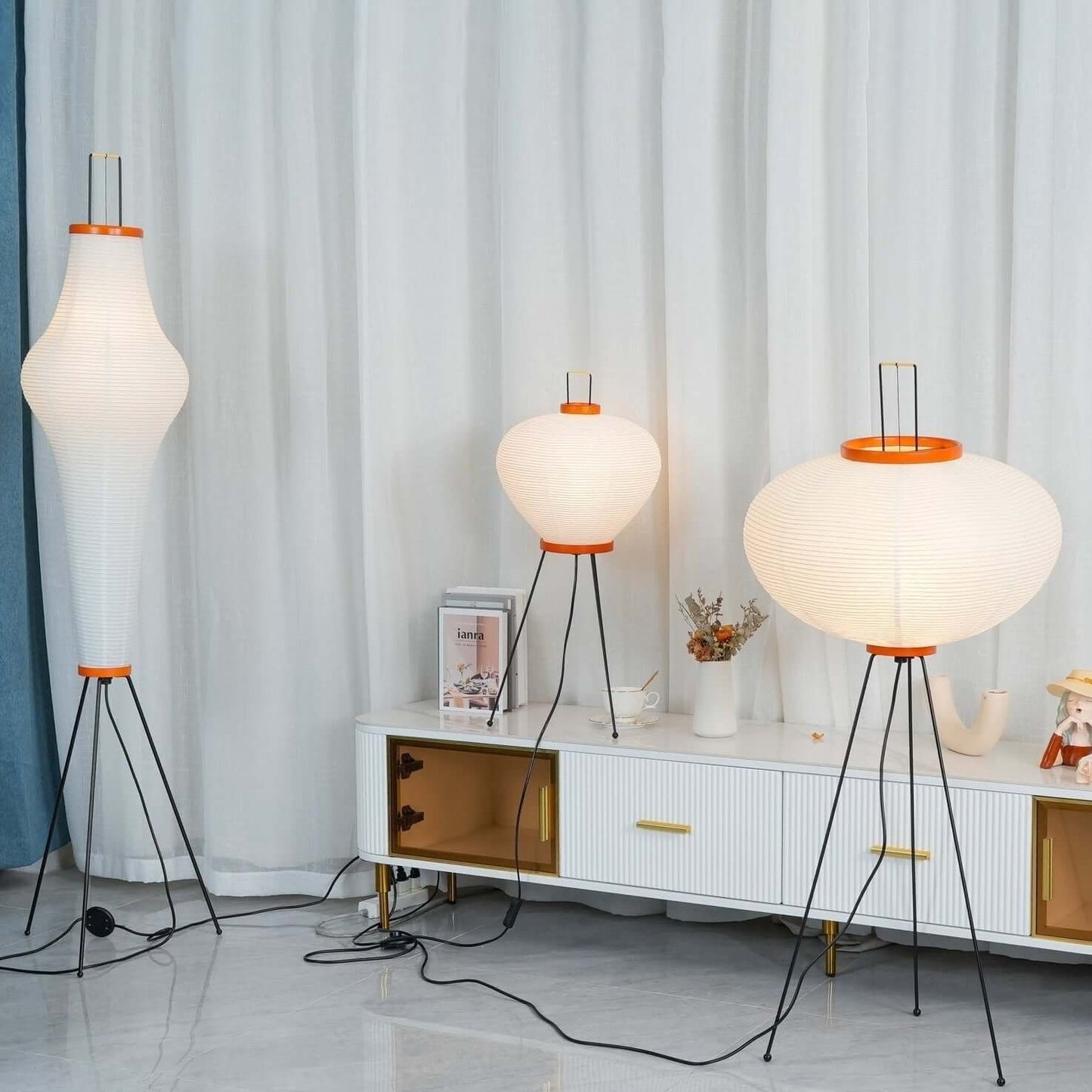 Elegant Paper Floor Lamp with Diffused Lighting