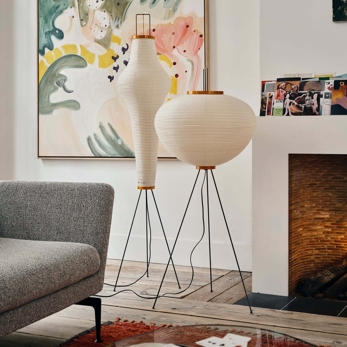 Elegant Paper Floor Lamp with Diffused Lighting