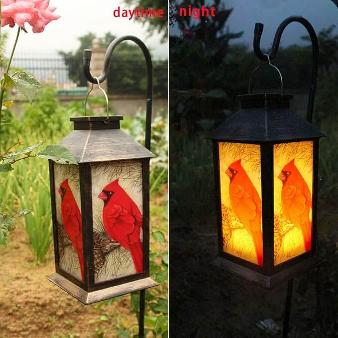 Solar Cardinal Lantern Outdoor Garden Light