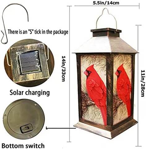 Solar Cardinal Lantern Outdoor Garden Light