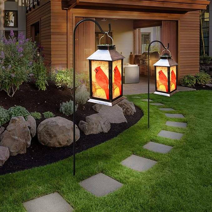 Solar Cardinal Lantern Outdoor Garden Light