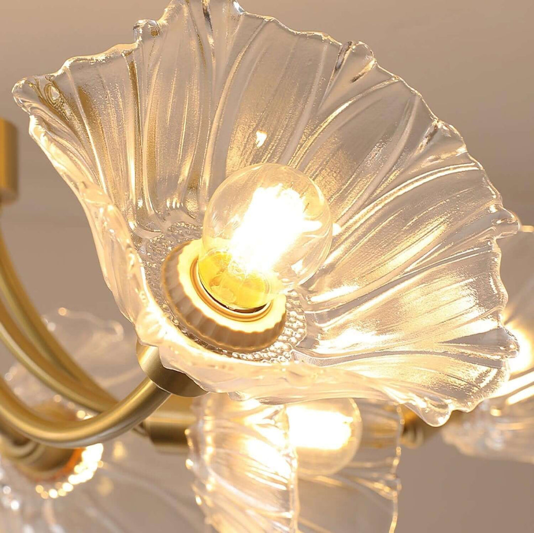 Floral Glass Chandelier, Elegant Lighting Fixture