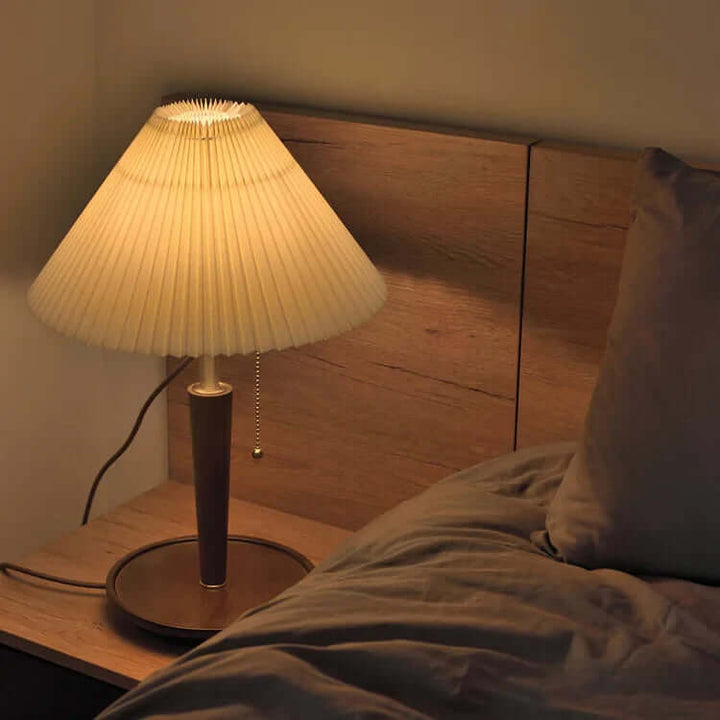 Pleated Wood Table Lamp