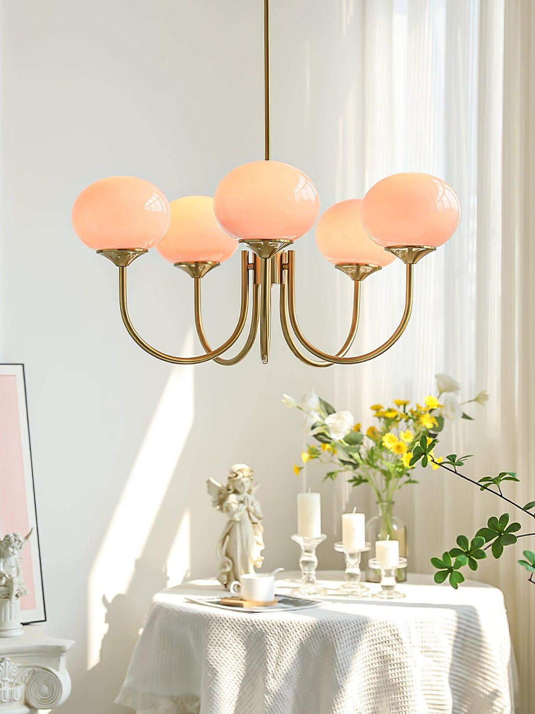 Pink Glass Ceiling Light Fixture Modern Chandelier
