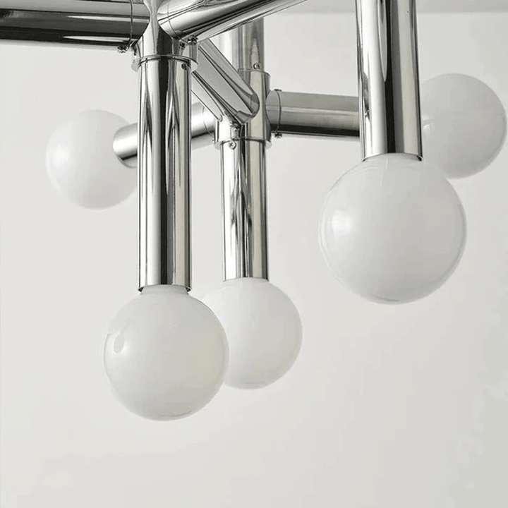 Modern Glass Ball Chandelier, 80cm, Chrome Finish