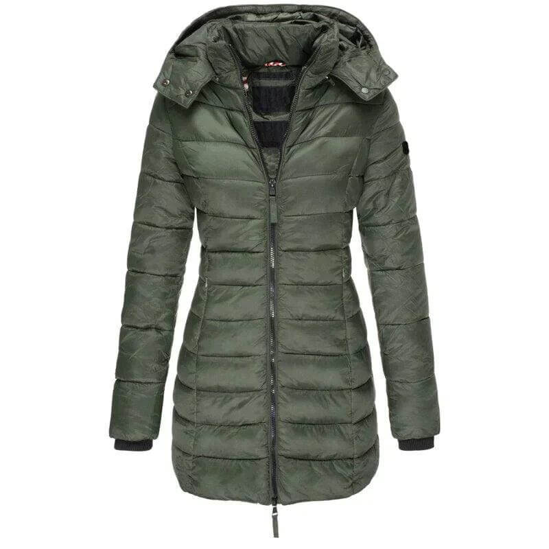 Women's Long Winter Puffer Jacket with Hood