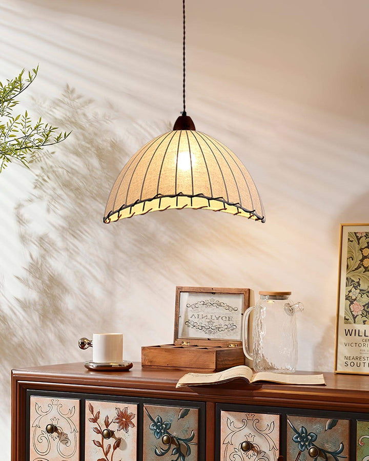 Wood & Fabric Pendant Lamp