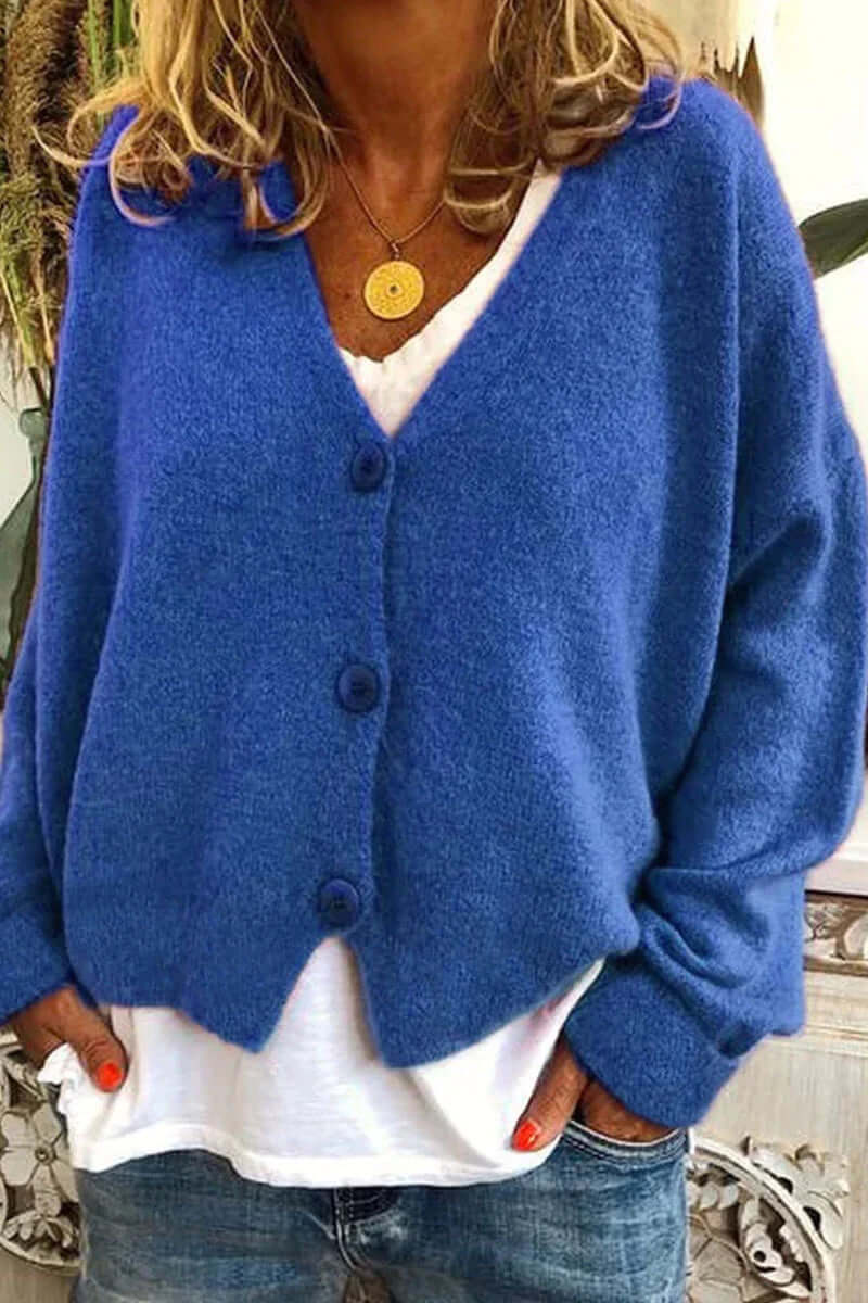 Knitted Patchwork V-Neck Women's Cardigan