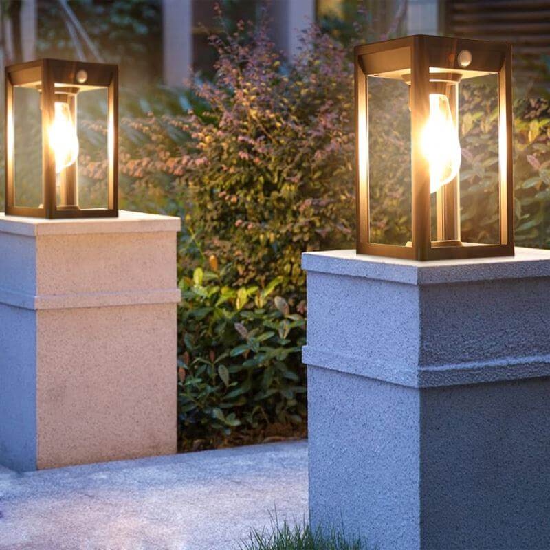 Solar Pillar Lamp with Motion Sensor - Outdoor LED Garden Light