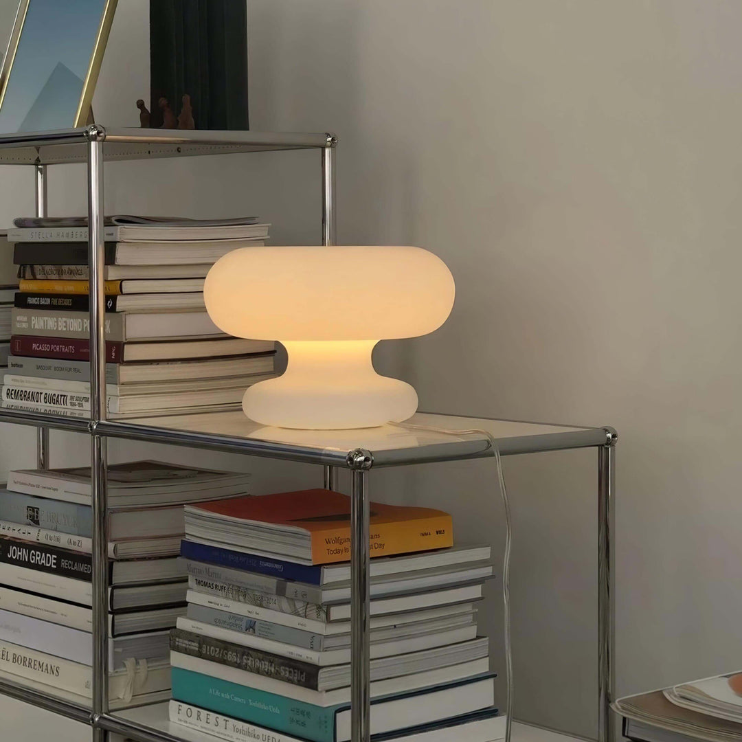 Modern Round Table Lamp with Metal Accent