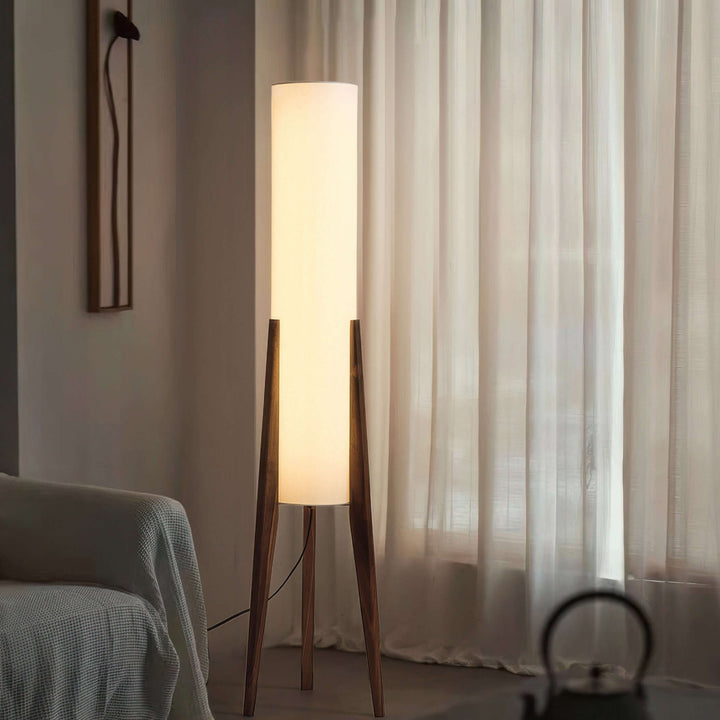 Solid Wood Floor Lamp with Fabric Shade