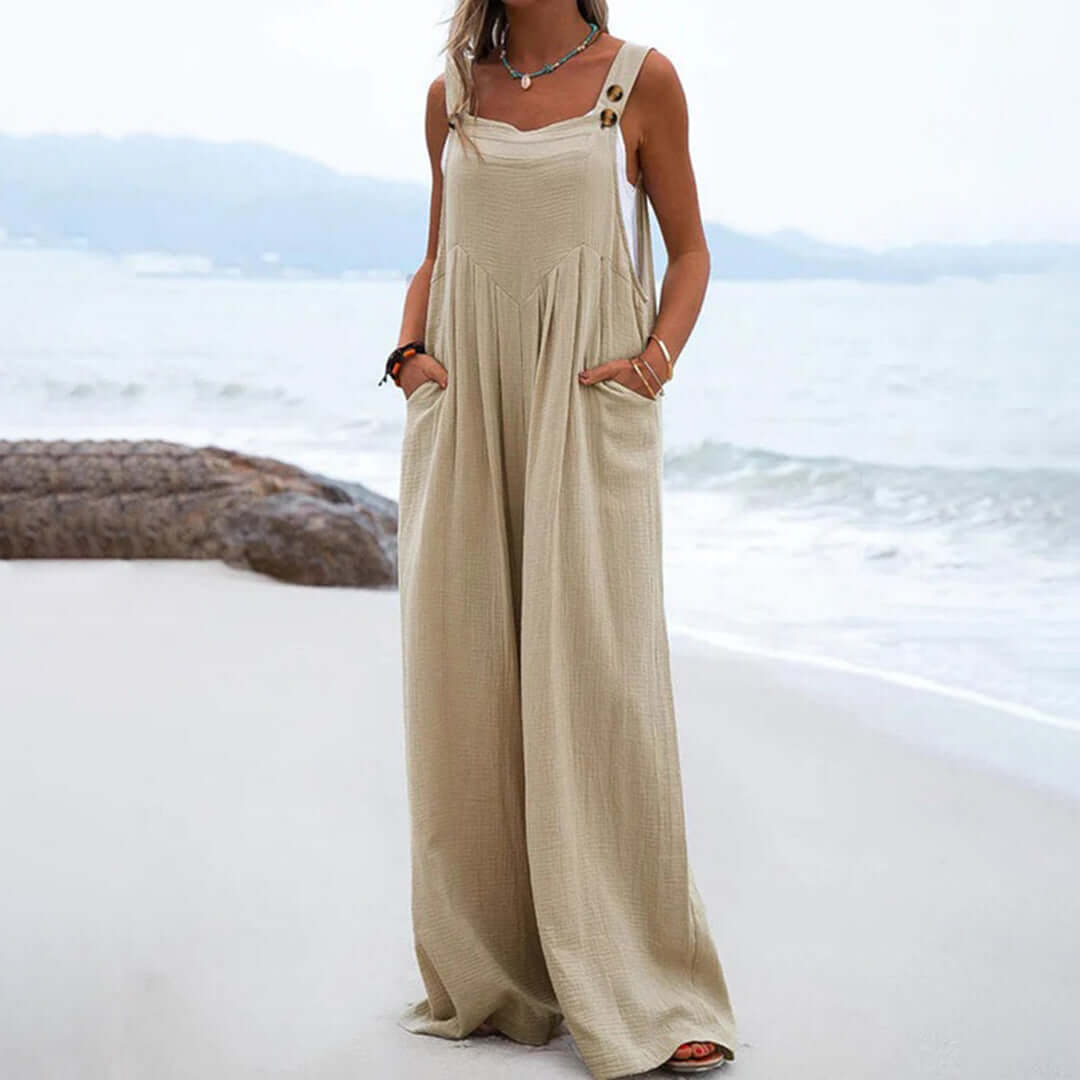 Women's Sleeveless Wide-Leg Jumpsuit