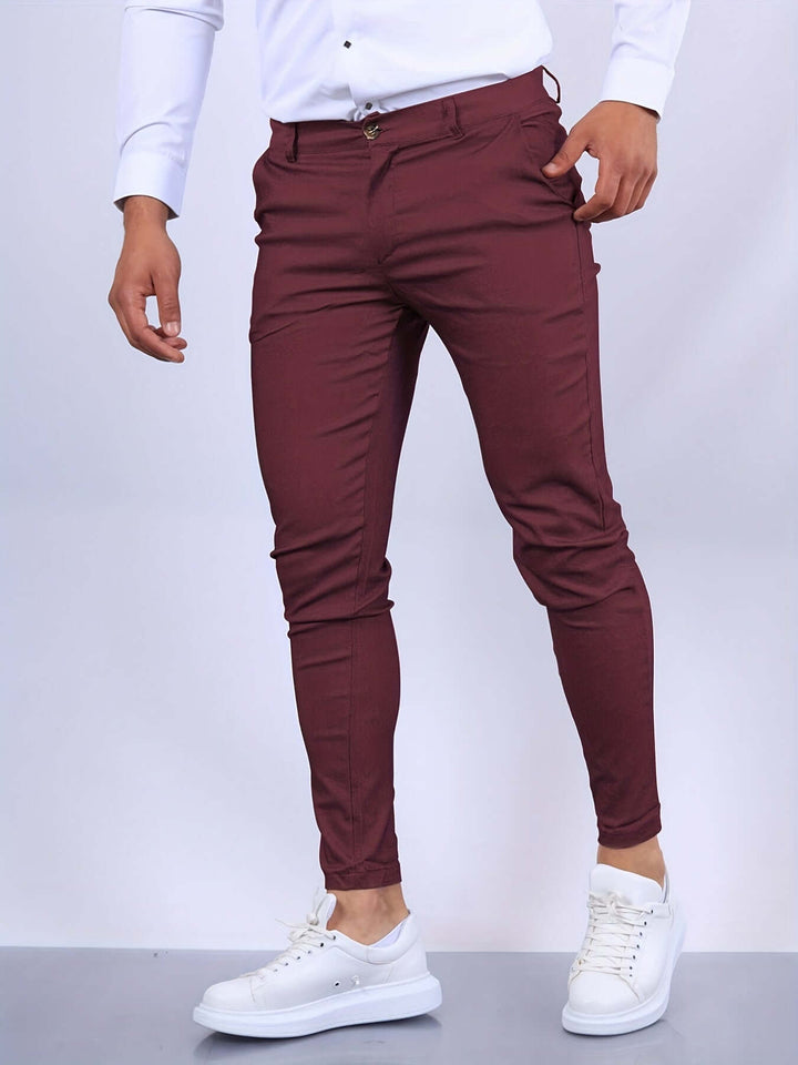 Men's Slim Fit Tailored Trousers with Pockets