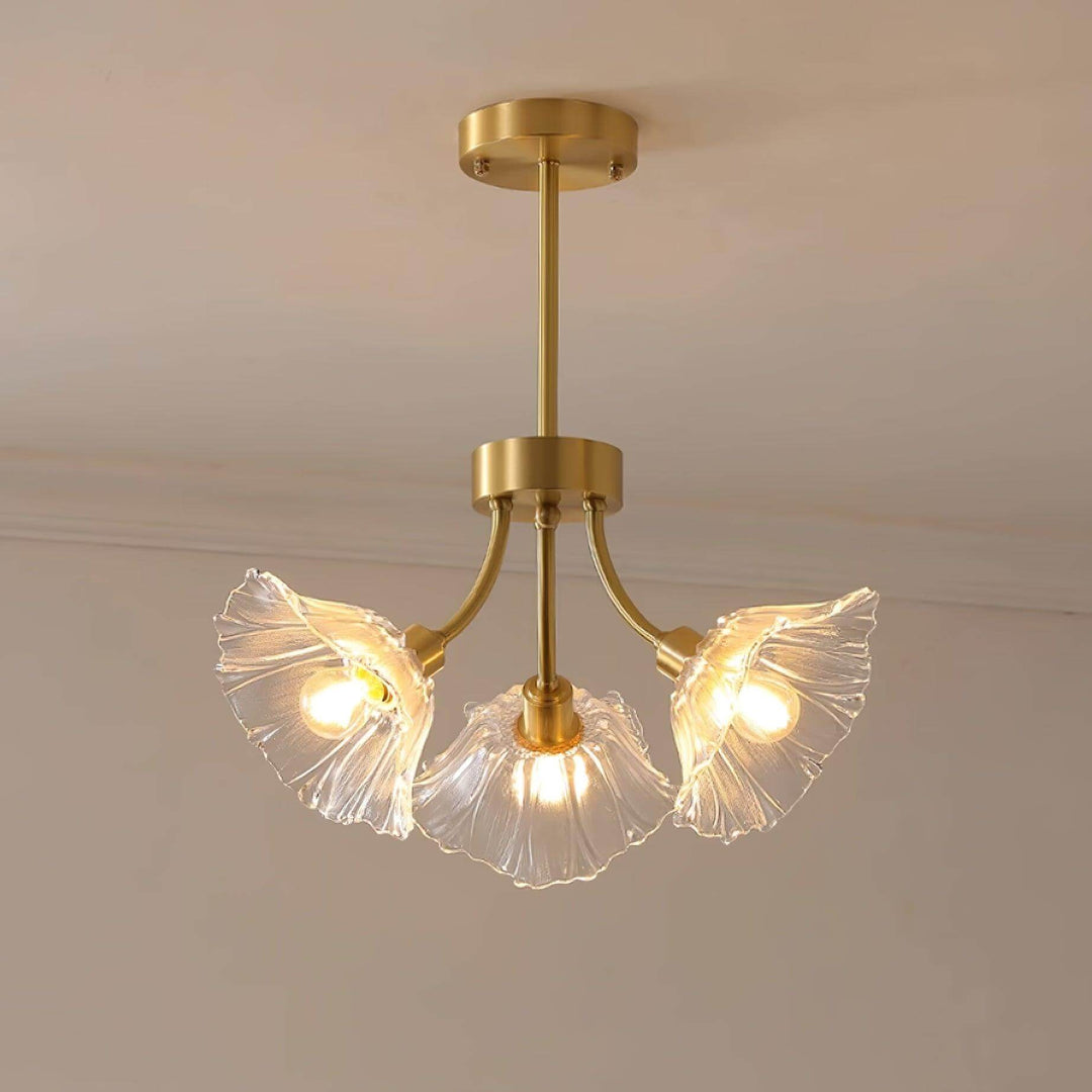 Floral Glass Chandelier, Elegant Lighting Fixture