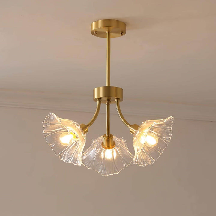 Floral Glass Chandelier, Elegant Lighting Fixture