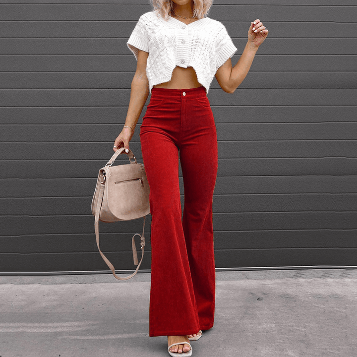 Women's High-Waisted Flared Trousers