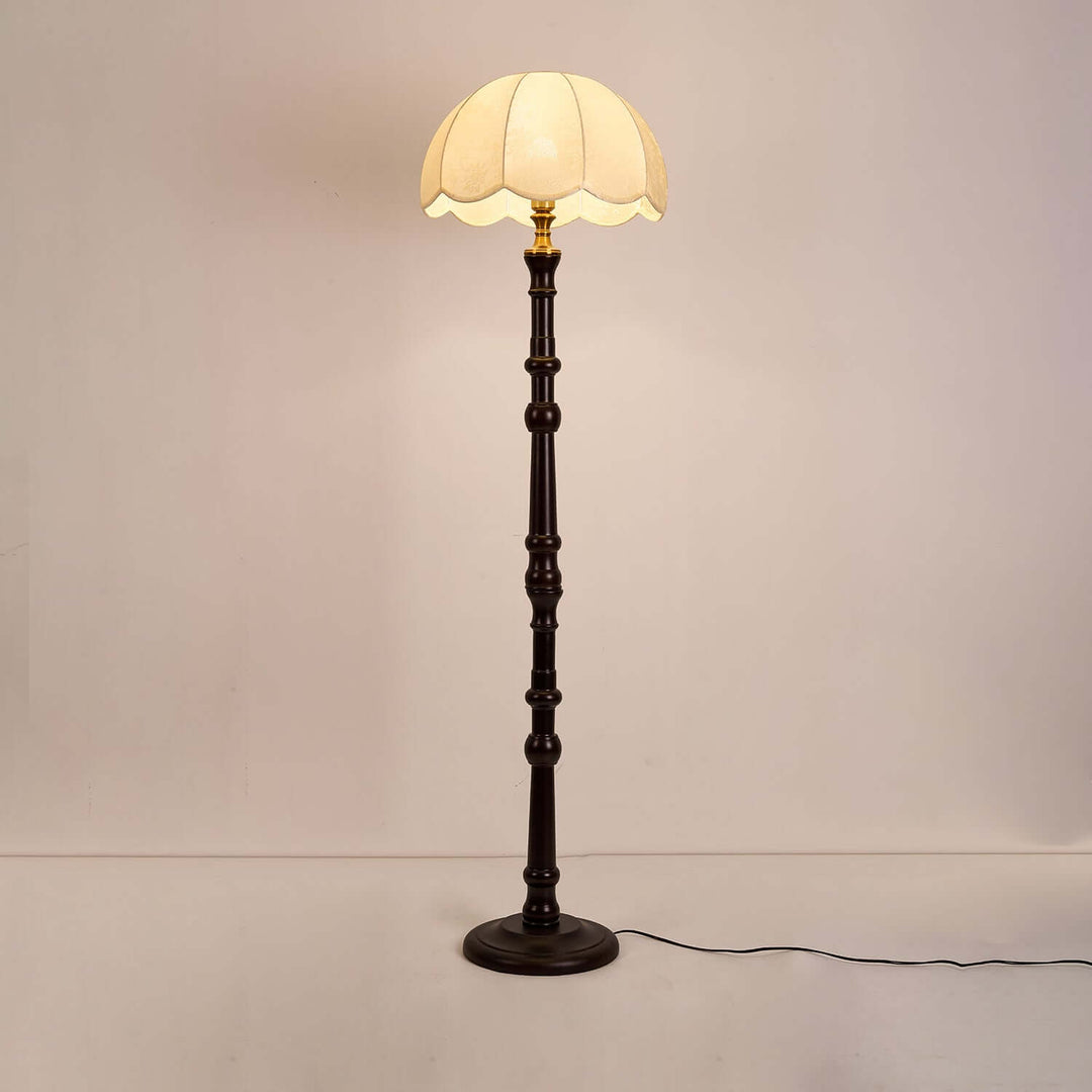 Elegant Wooden Floor Lamp with Fabric Shade