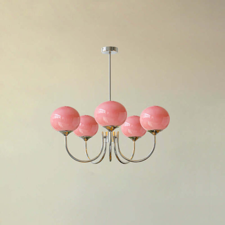Pink Glass Ceiling Light Fixture Modern Chandelier