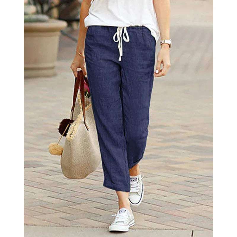 Women's Relaxed Fit Cropped Drawstring Trousers