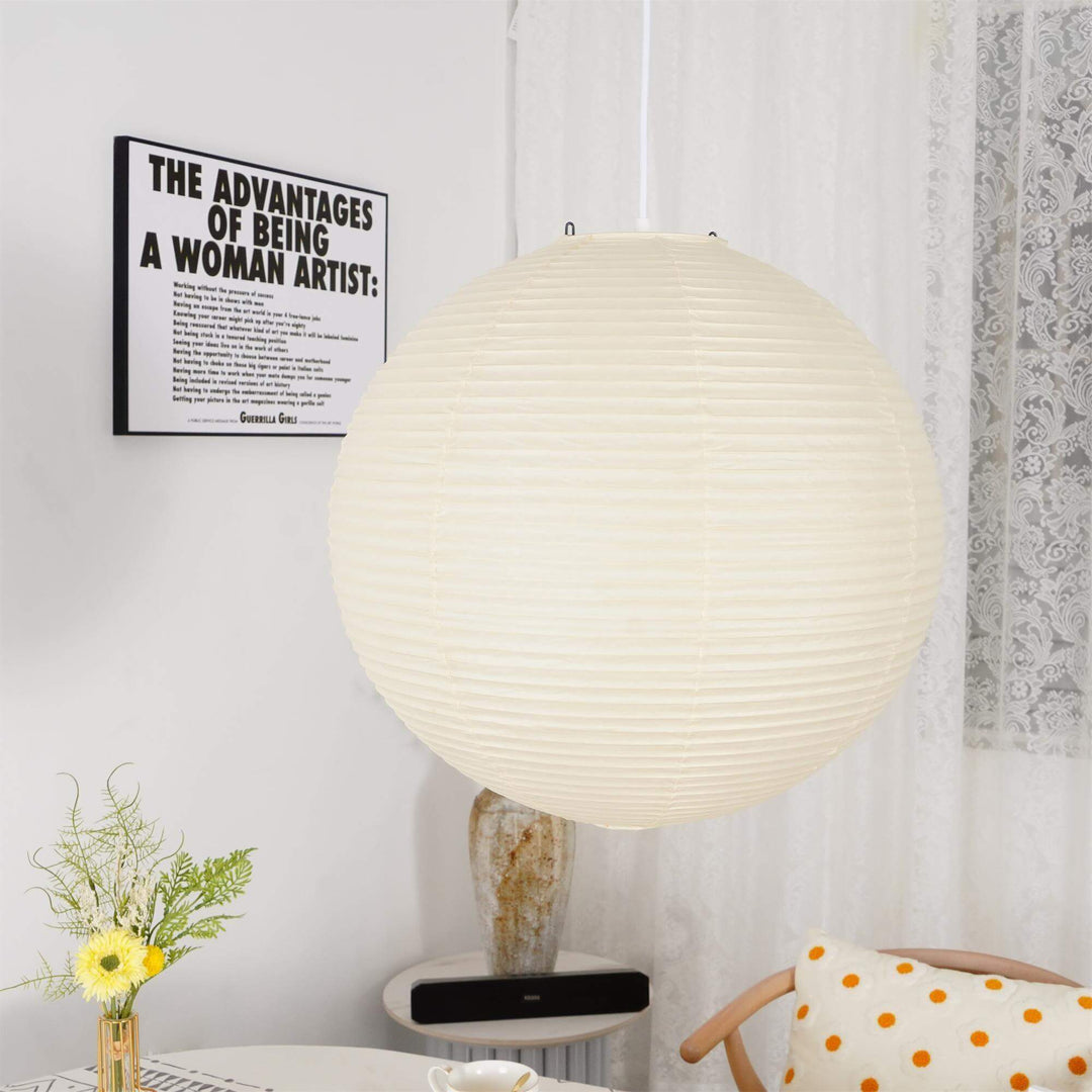 Japanese Cotton Paper Pendant Lamp with Steel Wire