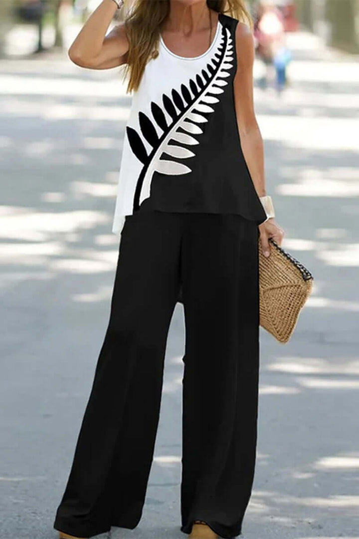 Women's Printed Patchwork Two-Piece Set