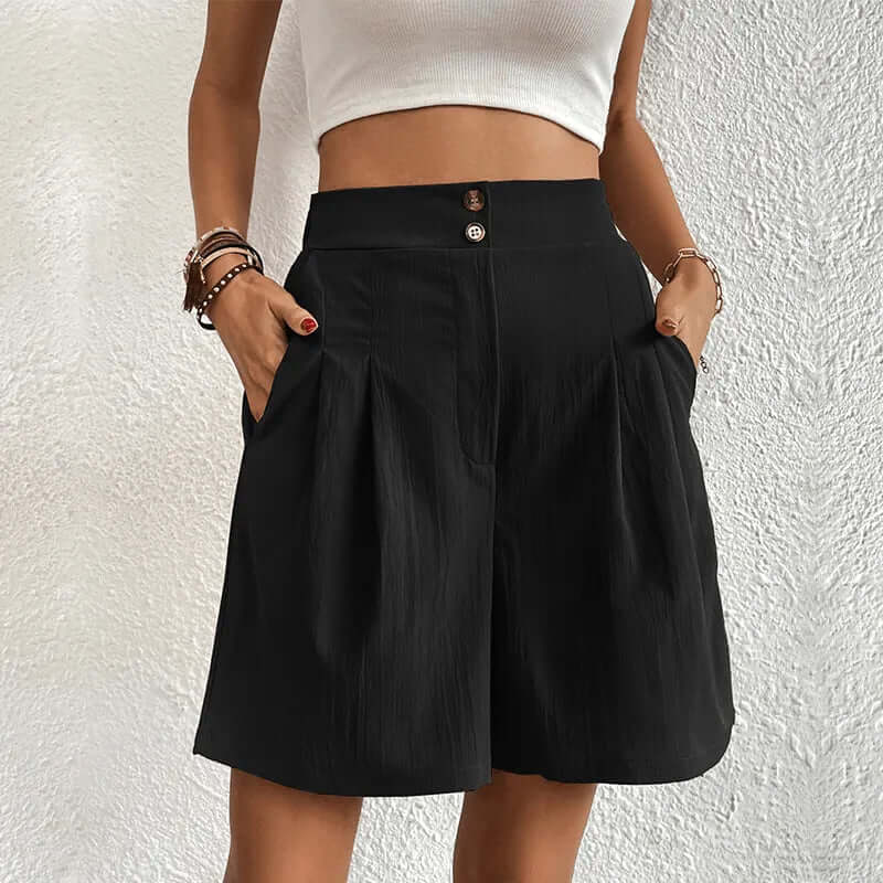 Women's High-Waisted Pleated Shorts