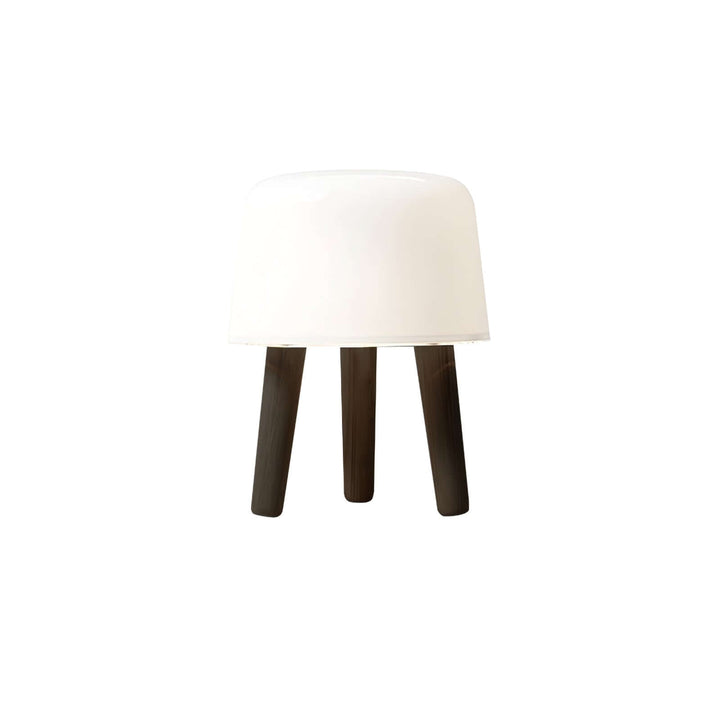 Wooden Tripod Table Lamp with Glass Shade