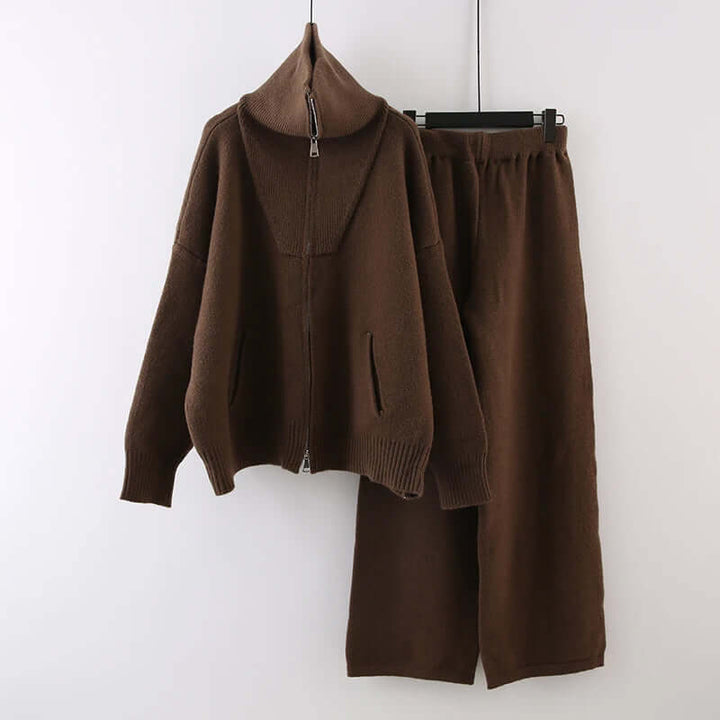 Cozy Knitted High Collar Two-Piece Set