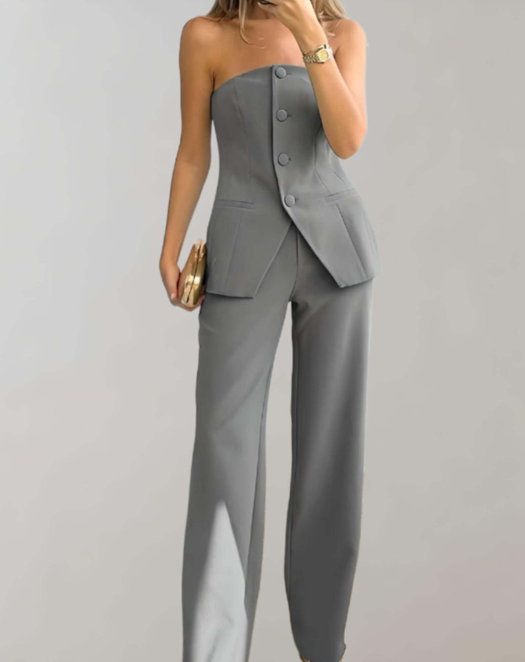 Women's Tweed Co-ord Set - Crop Top & Skirt