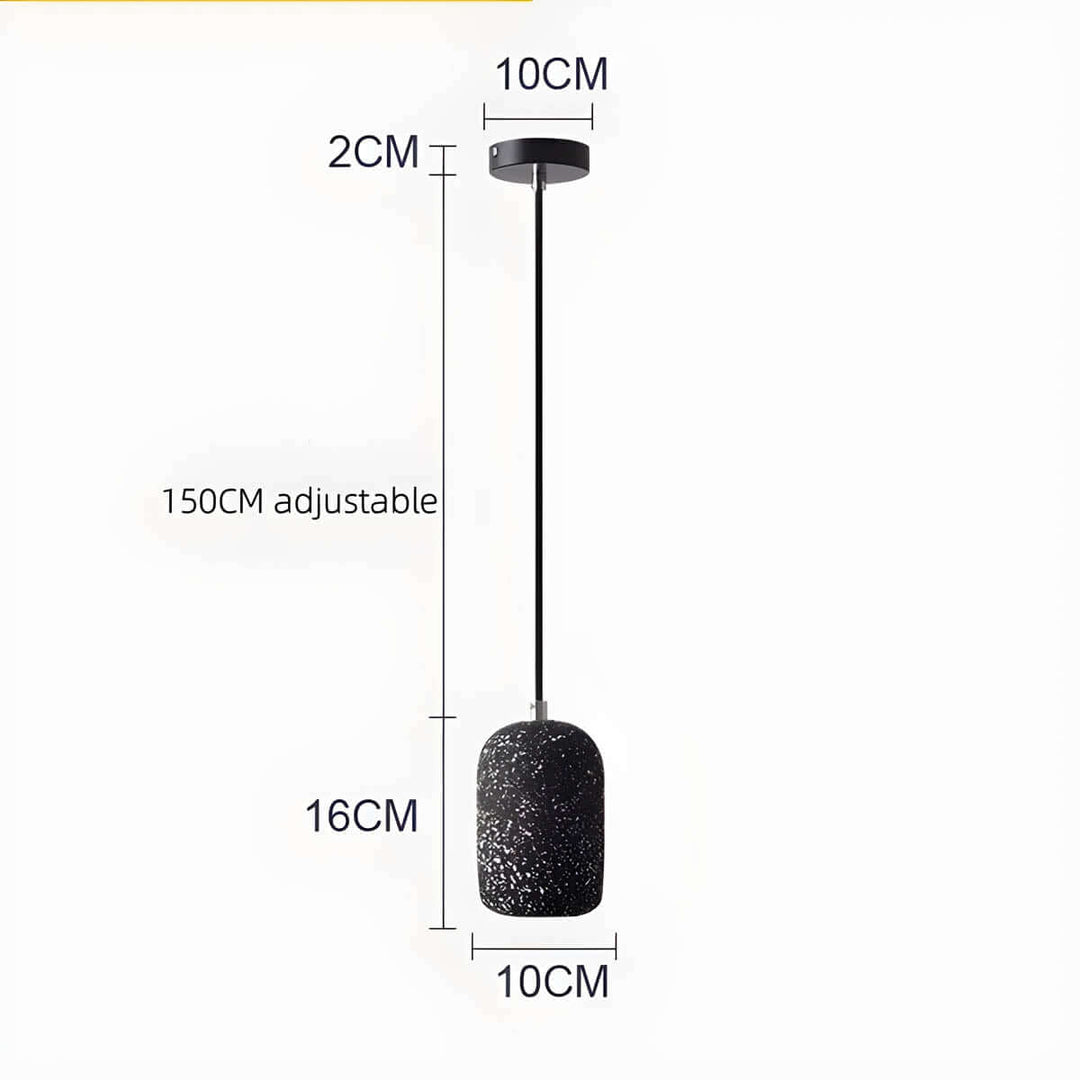 Modern Industrial Pendant Light Fixture, Cement, Glass, Dia 16cm