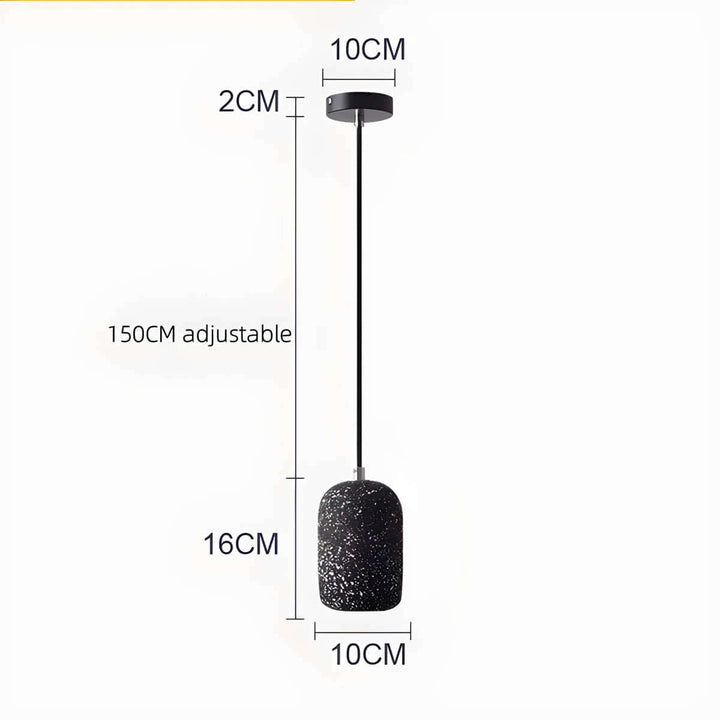 Modern Industrial Pendant Light Fixture, Cement, Glass, Dia 16cm