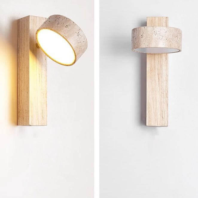 Rotatable Stone & Wood LED Wall Lamp