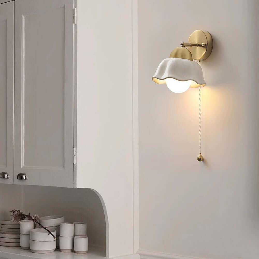 Retro Floral White Metal Wall Light