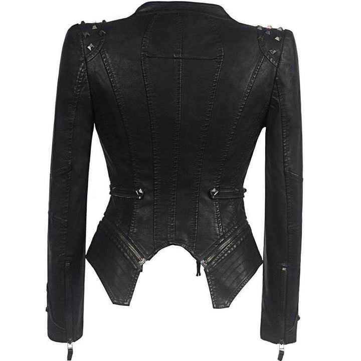 Women's Studded PU Leather Jacket
