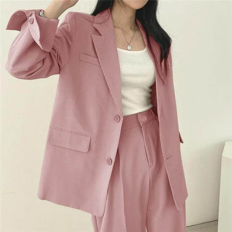Women's Tailored Blazer and Straight-Leg Pants Set