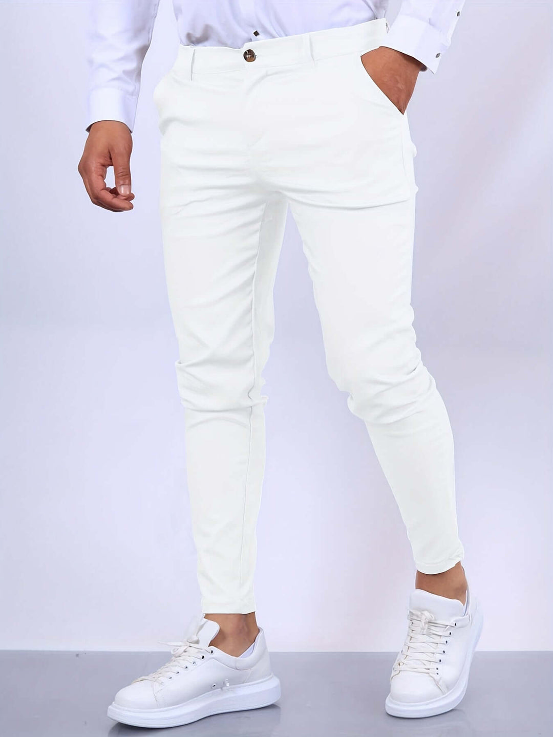 Men's Slim Fit Tailored Trousers with Pockets
