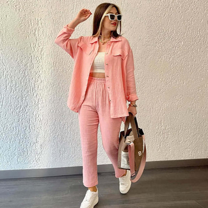 Women's Relaxed Cotton Blend Two-Piece Lounge Set