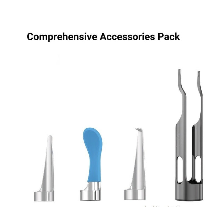 "1080P HD wireless ear camera with LED lights, ergonomic design for adults and kids, shown in close-up view."