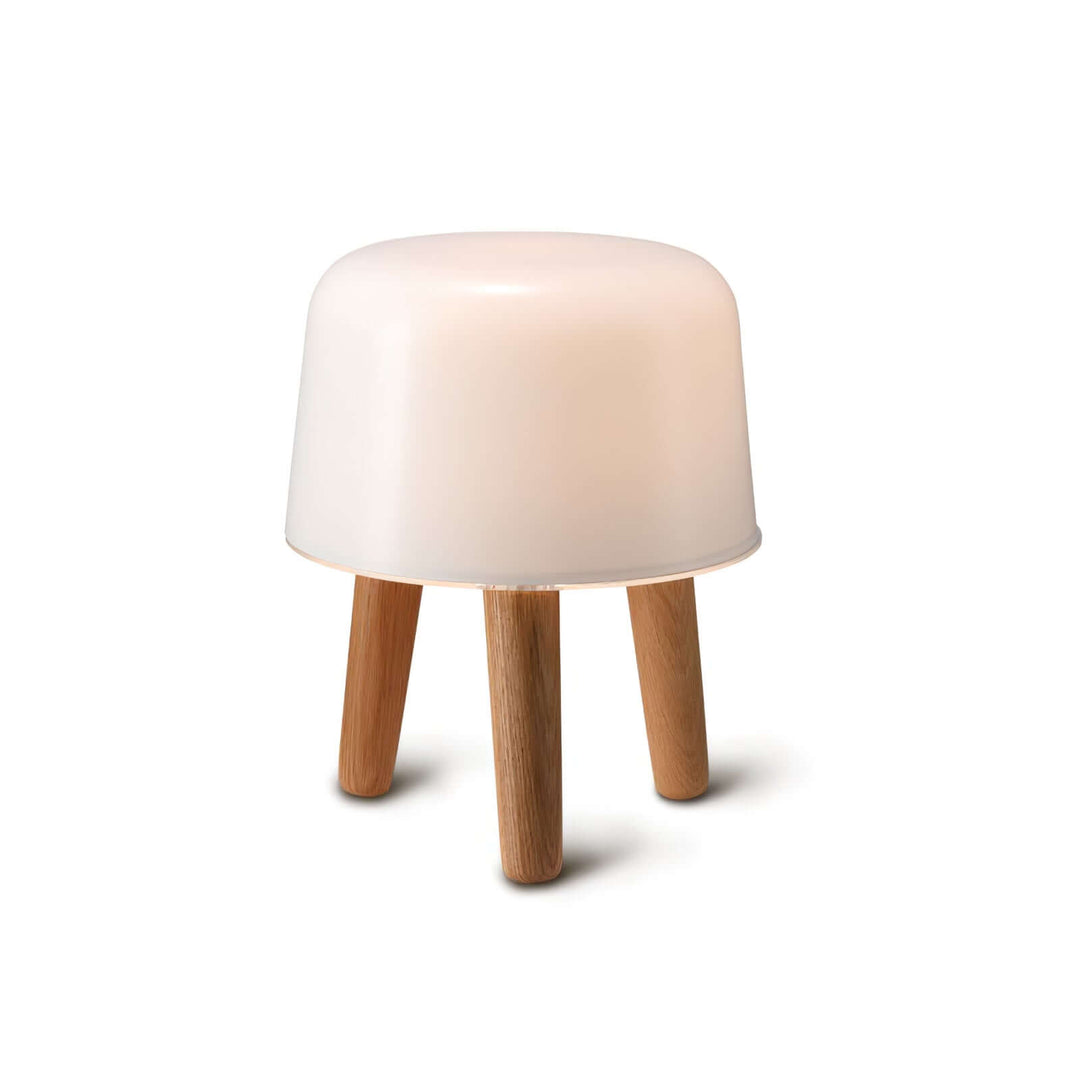 Wooden Tripod Table Lamp with Glass Shade