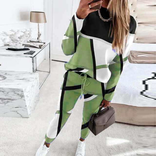 Women's Geometric Knit Loungewear Set