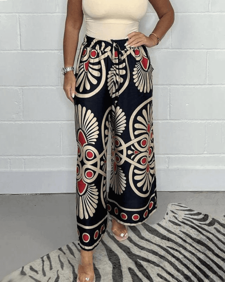 Women's Wide-Leg Printed Trousers