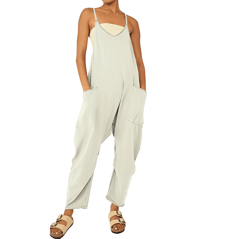 Women's Sleeveless Casual Jumpsuit with Pockets