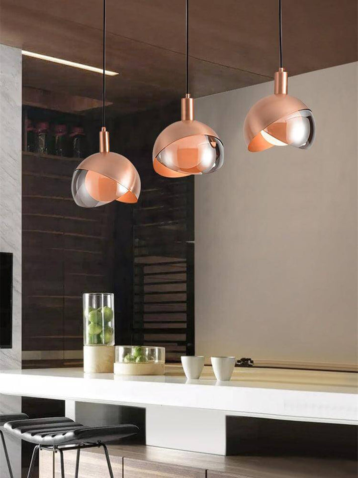Adjustable Metal Pendant Light with Glass Shade
