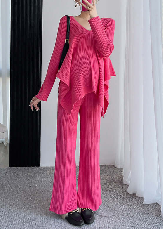 Women's Cotton Two-Piece Set with V-Neck