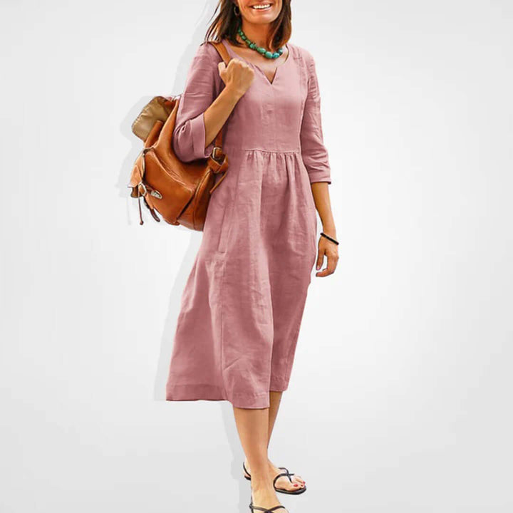 Women's V-Neck Empire Waist Midi Dress
