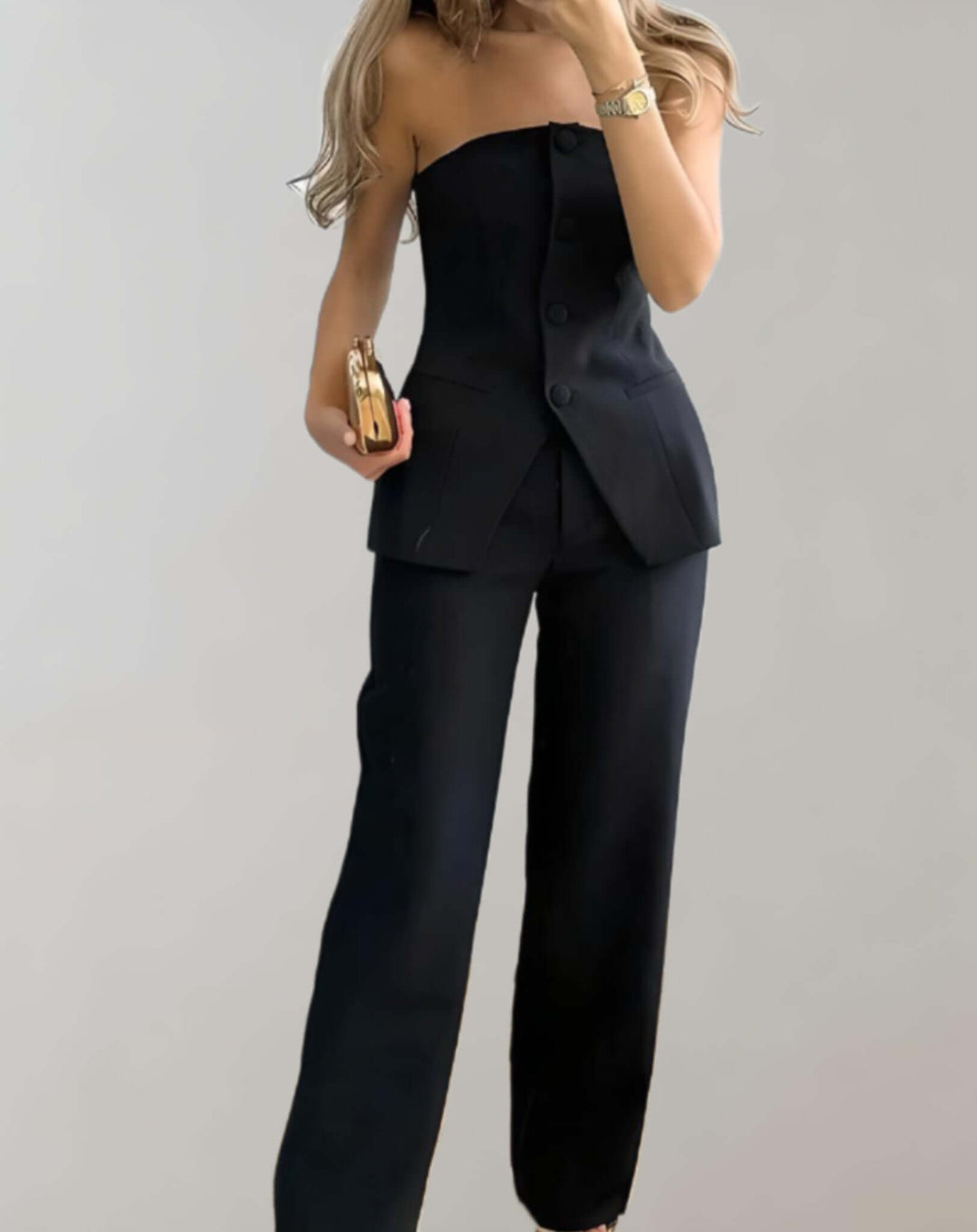 Women's Tweed Co-ord Set - Crop Top & Skirt