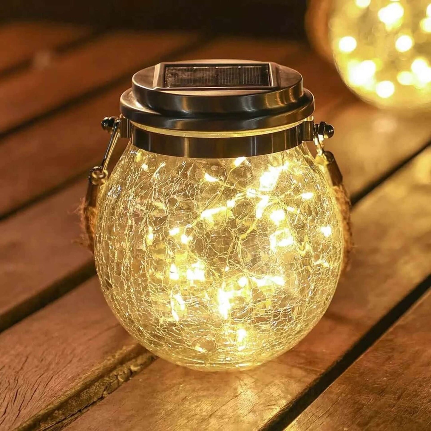 Solar Glass Garden Light with Ice-Crackled Pattern