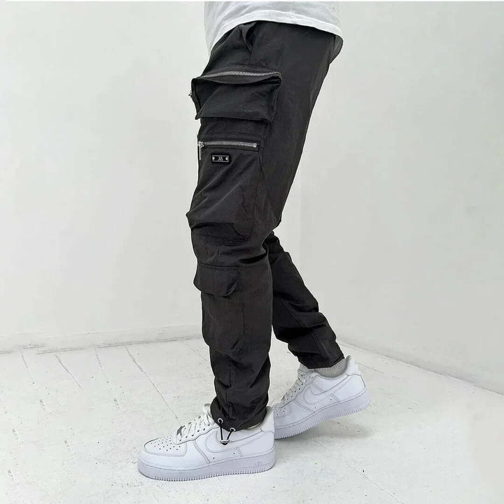 Men's Tapered Cargo Trousers with Multiple Pockets