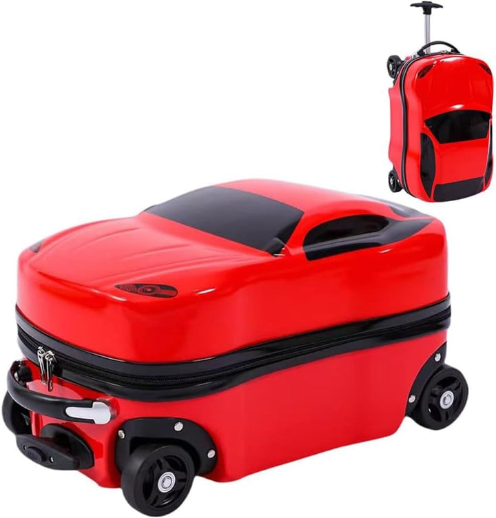 Adventure-ready 18" car suitcase for boys & girls, easy pull-along kids' travel gear with retractable handle.