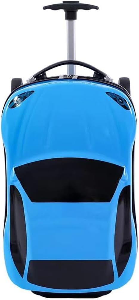 Unique 18" car-shaped kids' pull-along travel gear, a hardshell children's suitcase with a retractable handle.
